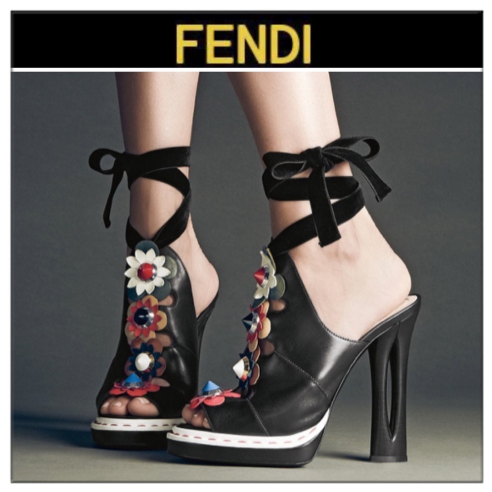 Fendi Black Floral Heels